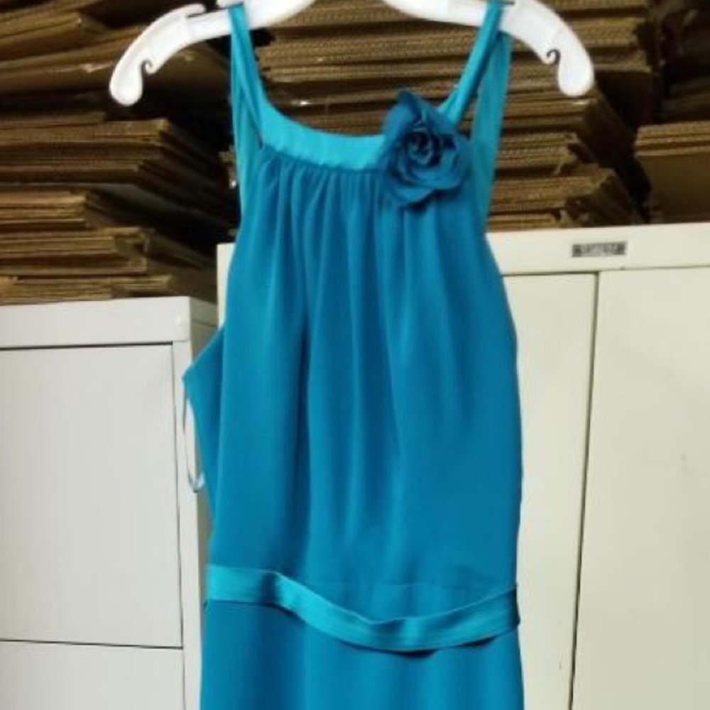 Teal Prom/Bridesmaid Dress with Flower Detail
